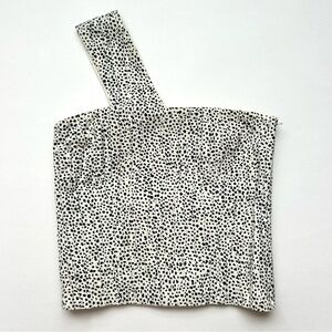 Vintage Courreges Paris One Shoulder Corset Top Black White Speckled Size XS 000